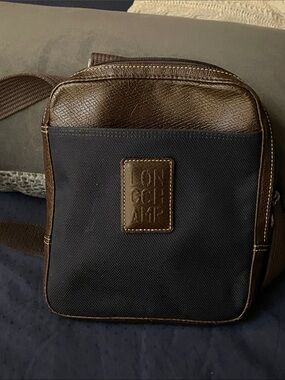 Longchamp Black and Brown Men's Crossbody Belt Bag